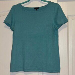 Talbots aqua light turquoise blue short sleeve sweater top woman's size MP